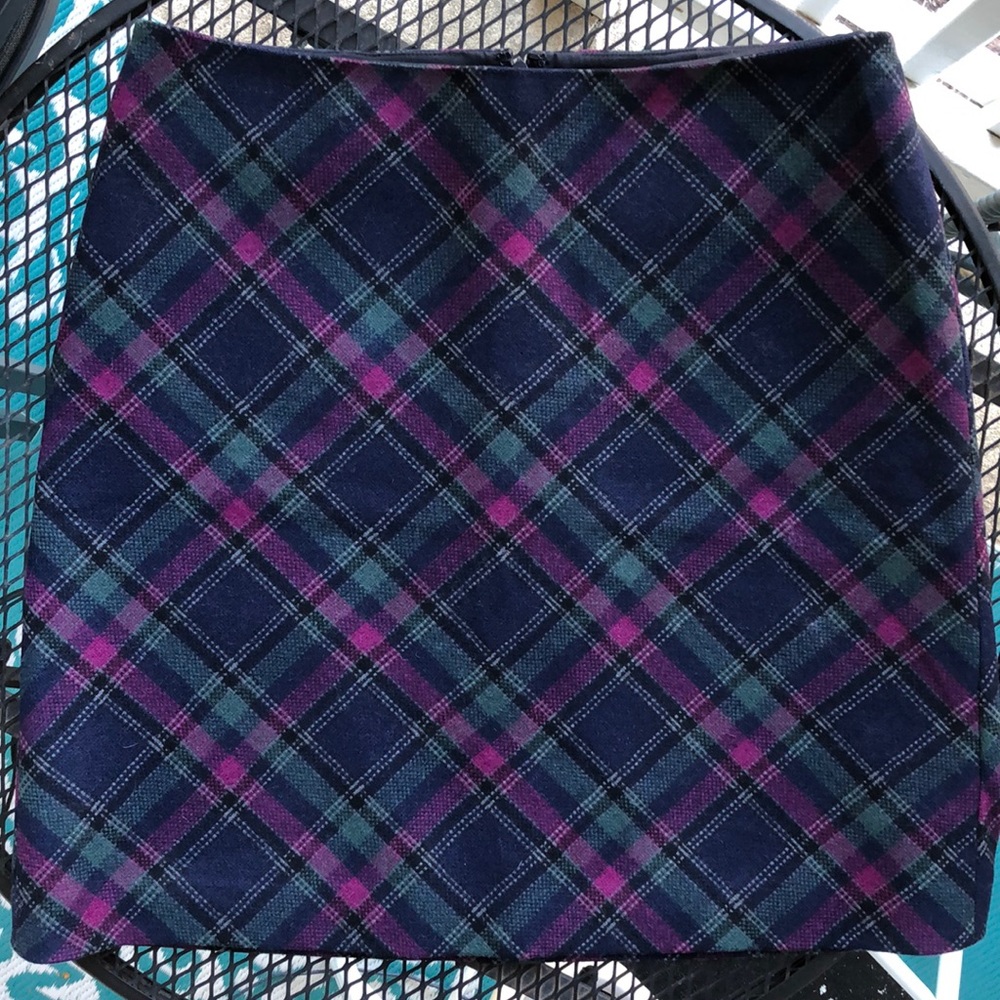 Talbots Jewel-Toned Plaid Wool Skirt